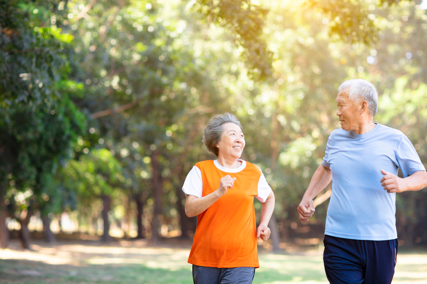 Happy,senior,couple,running,in,the,park